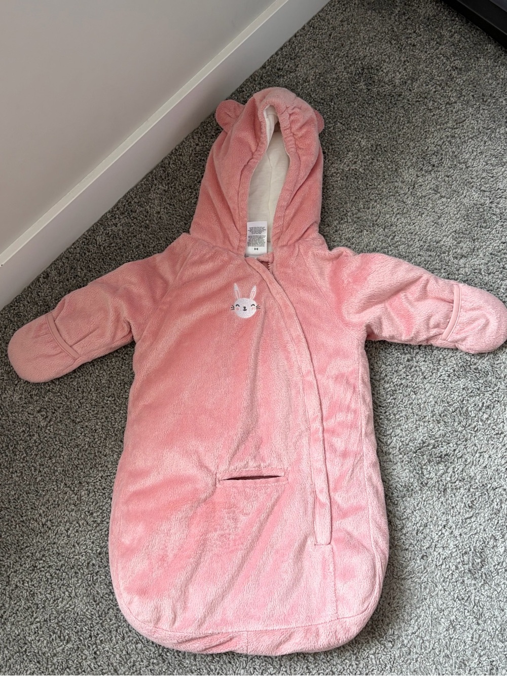 Carter's Plush Pink Hooded Sleep Sack with Bunny Applique